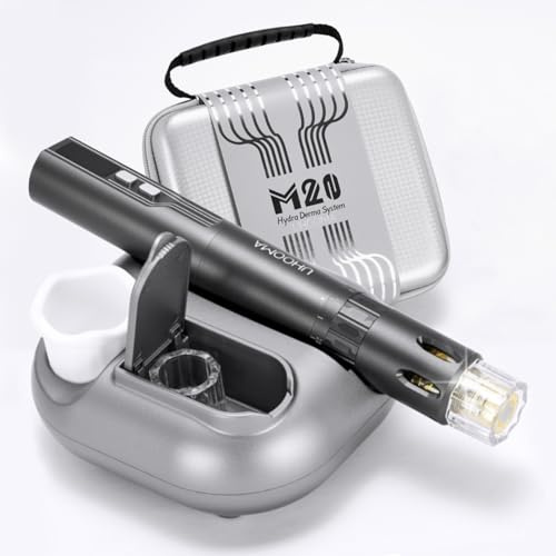 P-Beauty M20 Hydra Derma Microneedling Dermapen Gerät 0-2,5mm + Lichttherapie & Serumzufuhr - Anti-Aging Gerät gegen Falten, Poren, Akne, Pigmentflecken - inkl. 2 NH3 Nano Nadeln & Zubehör-Set