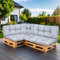 SLIPIO Palettenkissen, Kissen für Europaletten, FÜLLPRO+ Füllung, Wetterfest Palettenpolster (6-teiliges Set - 2X Rückenkissen 120x40cm + 2X Sitzkissen 120x80cm + 60x40 & 40x40 - Grau Wasserfest)
