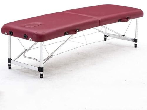 NSTVVEE Professionelle Spa-Liegen Massageliegen Klappbare Massageliege Verstellbare Hebe Mobile Therapeuten Beauty PhysioTattoo Bett Tragbare Couch Bett, 185 * 73 cm, Rot