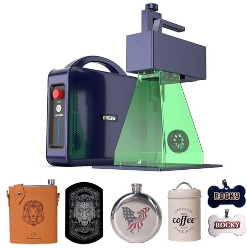 GWEIKE G2 Pro Grabador Láser de Fibra de 30W con Grabado 3D y Profundo, Máquina Láser Rápida de 15000 mm/s, Área de 110×110 mm, Precisión de 0,001 mm para Joyería, Metal y Placas para Mascotas