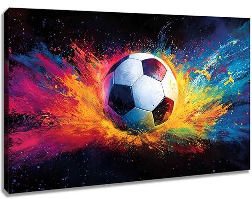 Kunstbruder© Leinwandbilder Einzigartige Kunst – Deko für Schlafzimmer & Wohnzimmer, Canvas Bilder - (Farben_Fußball, 80x120 cm)