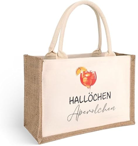 MYHALF Jutebeutel Geschenk Aperol Mama Lehrerin Kollegen Rentner Lustige Geschenkidee für Frauen Faltbare Einkaufstasche Tragetasche für Geburtstag
