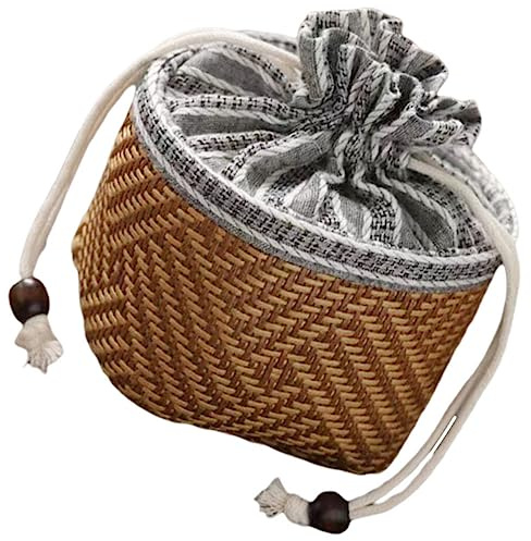 BESPORTBLE Portable Drawstring Tea Set Storage Bag Convenient Teaware Carrier with Capacity for Tea Cups Jewelry Makeup and Office Items Cotton Linen Pouch for Travel and Daily Use