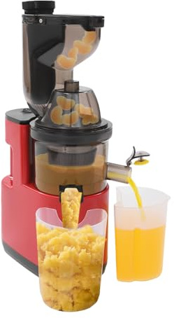 QIERF Entsafter Slow Juicer Obstpresse für Obst & Gemüse 400ml Safttasse 500W 14 * 8cm Große Fütteröffnung, Reverse-Funktion, BPA-frei, 304 Edelstahl für Heimküche und Büro (Rot)