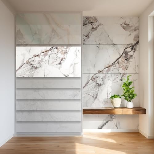 HEXIM Marmorplatten Optik 4er-Set 122×70cm SPC Kunststoff Innen & Außenbereich Granit Steinoptik - Duschrückwand Küchenrückwand Wandpaneel Wohnzimmer (3,42 m² 2012C) A-Serie