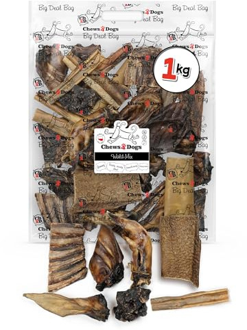 Hundeleckerli mit Wildfleisch, hypoallergene Proteinquelle, 1 kg, Ch4D | Getreidefrei, glutenfrei, ohne Zusätze, luftgetrocknet, harte Texturen, Zahnpflege durch Kauen, mit Zipp-Beutel
