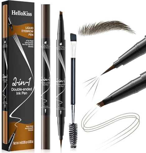2-in-1 Dual-Ended Augenbrauenstift, Gebogener Augenbrauenstift, 2-in-1-Augenbrauen, Wischfest, Transferfest, für Einen Natürlichen Look und ein Langanhaltendes Ergebnis, Dunkelbraun