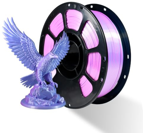 iBOSS Silk PLA Filament 1.75mm zweifarbig Rosa-Blau Hochglänzendes coextrudiertes 3D-Druckerfilament,+/- 0,02 mm,2,2 lbs,Silk Pink-Blue