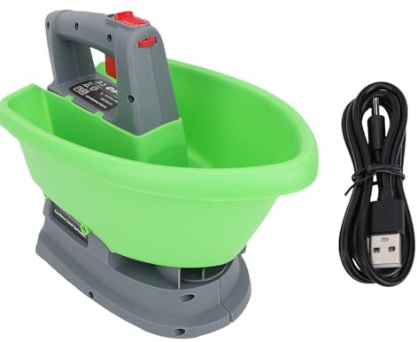 Jenngaoo Handheld Power Spreader Elektrischer Streuer Tragbarer Düngerstreuer, 3L Fassungsvermögen USB Akku Betrieb für Dünger Streusalz Auftaumittel Gartenarbeit