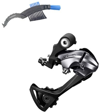 maxxi4you Shimano ACERA RD-T3000 Schaltwerk 9-Fach Direktmontage Silber inkl Fahrrad Kettenbürste