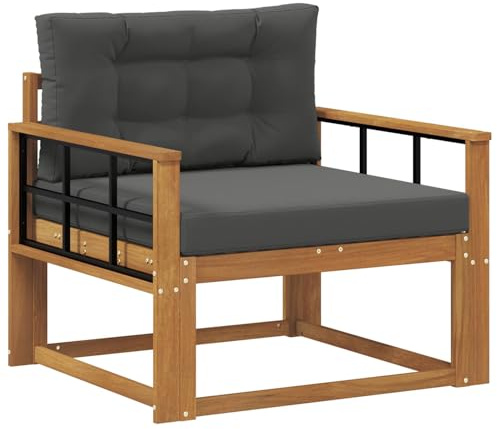 vidaXL Outdoor Mittelsofa Massivholz Akazie Natur, Akazienholz Mittelsofa, Langlebige Lounge für den Außenbereich, Modernes Terrassensitzmöbel, Stylische Garten-Couch, Wetterfeste Möbel