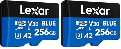 Lexar Blue Micro SD Card 256GB, up to 160MB/s Read, microSDXC UHS-I Card, Class 10, U3, V30, A2, Full-HD & 4K Video, High-Speed Memory Card for Smartphones/Tablets/Action Cameras (Pack of 2)