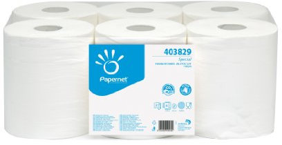 PAPERNET Colis de 6 bobines d'essuie-mains 2 plis pure ouate de cellulose L140m blanc pour Autocut