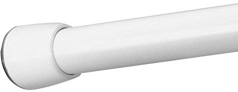 iDesign Duschvorhangstange, kurze Teleskopstange aus Edelstahl, ausziehbare Duschvorhangstange ohne Bohren für Dusche und Badewanne, weiß, 66 - 107 cm