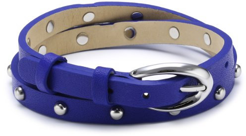 Esprit Damen Armband Edelstahl Leder 38 cm blau ESBR11335G380