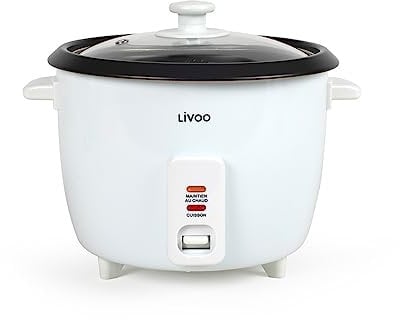 Livoo DOC111 Cuiseur à Riz | Capacité 1,5L, Revêtement Antiadhésif | Fonction Maintien au Chaud | 500 Watts