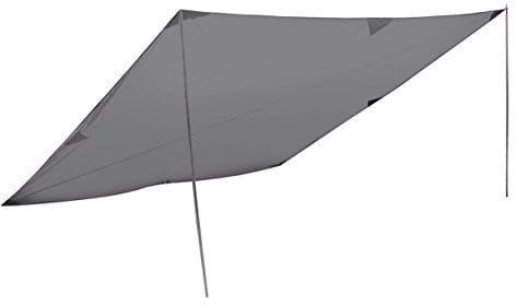 High Peak Sonnensegel Tarp 2, 400x400 cm, Sonnenschutz, Wetterschutz Tarp , Universal Camping Plane, leicht, variable Aufbaumöglichkeiten mit 2 Aufstellstangen 200 cm