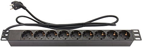 Good Connections® Steckdosenleiste 19 (1HE) - Schutzkontakt-Stecker an 9x Schutzkontakt-Buchse - Kinderschutz - Kunststoffprofil, schwarz