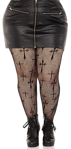 Leg Avenue womens Dark Alternative Fishnet Tights Costume Hosiery, Worship Me, 1X US