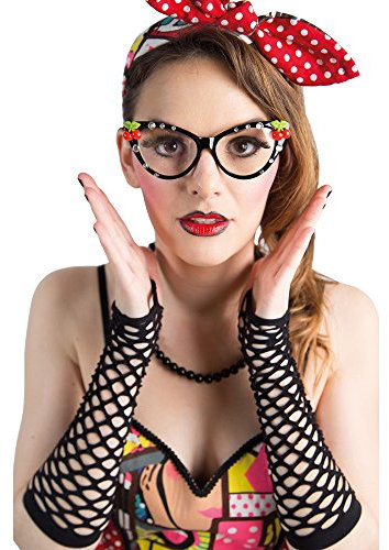 PARTY DISCOUNT Brille Rockabilly, schwarz mit Brillies