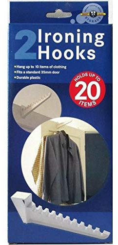 S & B Over The Door Ironing Hooks 2 Pack Holds Up To 20 Items