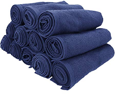 Arkwright Bleach Proof Salon Towels - Pack of 12 - Highly Absorbent, 100% Cotton, Quick Dry Spa Face Towel for Hair Stylist, Barber, Pedicure, and Esthetician, 16 x 28 in, Navy