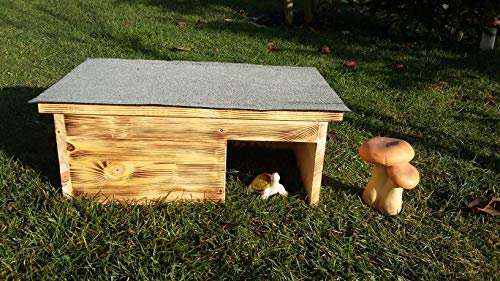 Schildkrötenhaus Terrarium 60x40x22cm geflammt Dachpappe Gratis Heu und Stroh