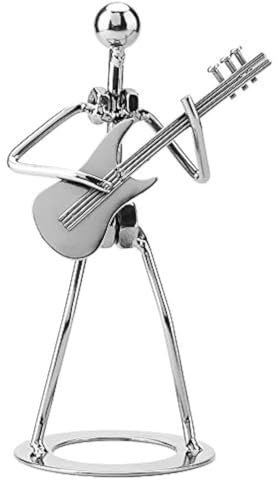 Fdit Silber Musiker Skulptur Handgemachte Musik Player Gitarrist Sammler Sammlerfigur Metall Musiker Player Ornament für Home Desktop Dekor