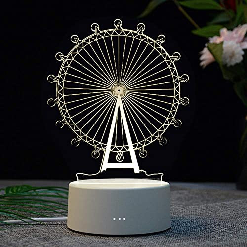 Mengjay Riesenrad 3D Lampe, Deko Licht, Kinder Geschenk, Nachtlicht für Geburtstagsgeschenk oder Wohnaccessoires, LED 7 Jährige Mädchen Geschenk