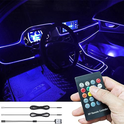 TABEN Auto Umgebungslicht RGB Fernbedienung Dekorative Lampe DIY Refit Flexibles Glasfaserrohr 8 Farben Innenbeleuchtung Atmosphärenlicht 1W DC 12V 3m