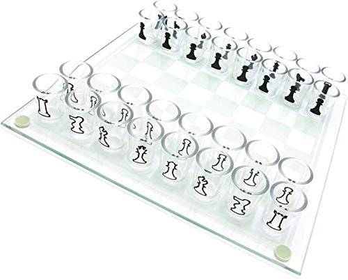 Set di Scacchi in Vetro, Scacchiera Cristallina, Set da Gioco per Adulti con Acqua Potabile con 32 Bicchieri Senza Piombo, Scacchi Ubriachi (Taglia : 25x25cm)
