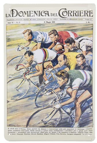 LUCKYLINDE – Blechschild, geprägt, Fahrrad Deko Schild - a Domenica del Corrierer, hochwertig geprägte Dekoration, 30 x 20 cm (Giro d´Italia)