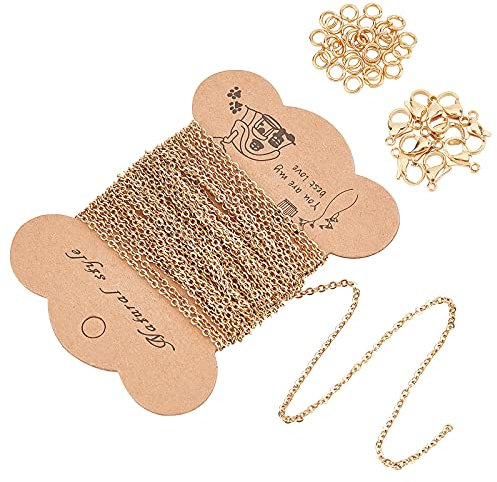 UNICRAFTALE 5m Edelstahl-Kabelkette Halskette Mit 10 Karabinerverschlüssen 30 geschlossenen Aber Ungelöteten Sprungringen, Metallherstellungssets Unisex Casual Kettenhalsketten Kettenhalsketten Sets