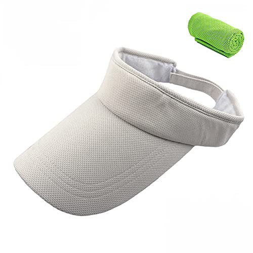 Damen und Herren Sport Visor Cap Sonnenhut Hut Luft Freizeithut Anti-UV-Hüte mit Schweißband Klettverschluss für Mädchen Golf Tennis Laufsport Jogging Kleidung, Sonnenblenden Visier Waschbar
