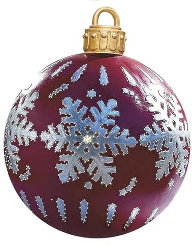 Ycxydr Aufblasbare Weihnachtskugel, Dekor, riesiger Weihnachtsball, für den Außenbereich, Ornamente für Hochzeit, Festival, Heimdekoration, Hof, Rasen, Garten, Außendekoration, mit Pumpe (A), 60 cm