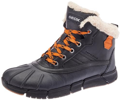 Geox J Flexyper Boy B Abx Ankle Boot, Schwarz Orange,34 EU
