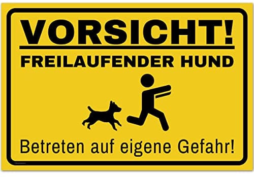 Vorsicht Hund Schild (30 x 20 cm) - Warnung vor dem Hund Schilder - Schild Hund Warnung aus hochwertigem Kunststoff - Hundeschilder Warnung - Gelb