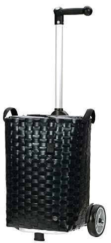 ANDERSEN Einkaufstrolley - Shopper Silja Black | mit ergonischem 3-Wege-Griff, höhenverstellbar, aus Alu, bis 40 kg - Tasche mit Kordelzug, Innenfach, 53 L