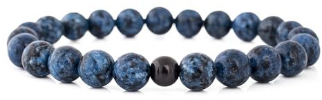 Akitsune Globae Perlen-Armband | Armschmuck Damen Herren Beads - Marmor Blau - 18cm