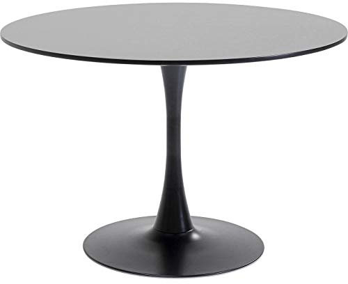 Kare Design Tisch Schickeria, Schwarz, 4-6 Personen, D110cm, Eleganter-Stil, Holztisch, Rund, Pflegeleicht, Robust, 40kg max. Belastbarkeit, Esszimmertisch, Einfache Montage, 74x110x110 cm (HxBxT)