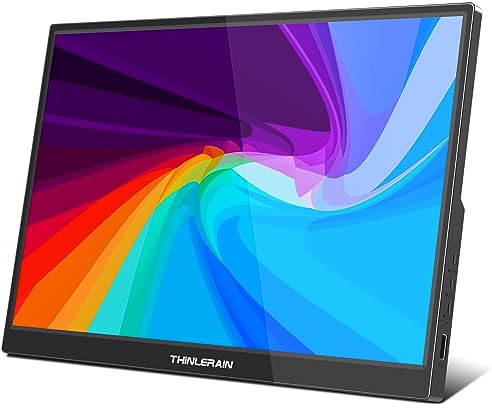 Thinlerain 14 Inch Portable Monitor FHD 1920 x 1200 IPS Screen, USB C and HDMI Monitor, Second Monitor (Built-in Speaker & Stand) External Monitor for PC Phone