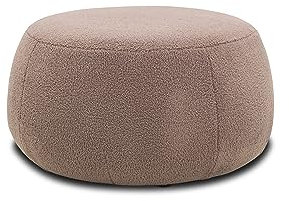 DOMO. collection Polsterhocker Molina, moderner, runder Hocker aus Teddy-Stoff, Sitzhocker, Fußhocker, Beistellhocker, Sofa-Hocker, Garnitur 75 x 75 x 42 cm (BxTxH), altrosa