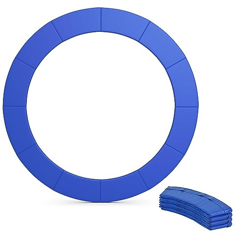 COSTWAY Trampoline Pad, 12ft 14ft Replacement Trampoline Safety Pads, No Holes for Pole, Waterproof Trampoline Spring Cover Padding Surround Pad (12ft, Blue)