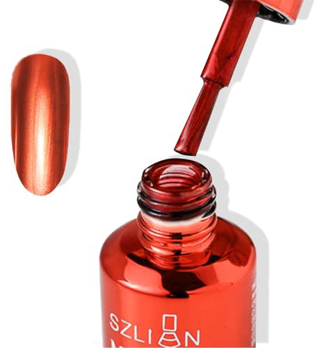 Red Nail Polish Chrome Metal Nail Varnish, Mirror Quick Dry Metallic Effect No UV Needed Christmas Nail Art Polish Chrome Nail Polish