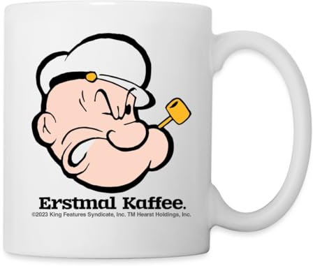 Spreadshirt Popeye Erstmal Kaffee Tasse, One size, Weiß