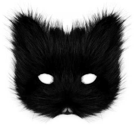 hbbhml Masque animal renard loup Halloween fête cosplay costumes accessoires peluche chat demi-visage masque carnaval Noël mascarade