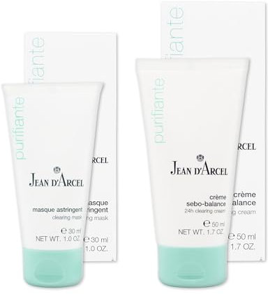 JEAN D'ARCEL PURIFIANTE Pflege Set für die fettige und unreine Haut – Reduziert Rötungen & Pickel – masque astringent (30 ml) & crème sebo-balance (50 ml)