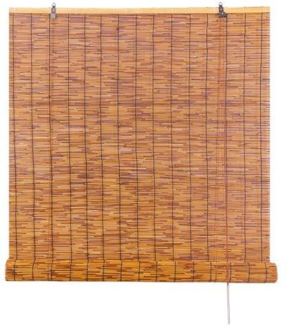 Holzrollo Bambus Rollo Wetterfest Bambusrollos Raffrollo Sichtschutz Stroh Vorhang für Fenster Küche Pavillon Außen/Innen Bambus Rollo Jalousine 120x140 80x160 50x80 90x200 (Size : W50 x H220cm)