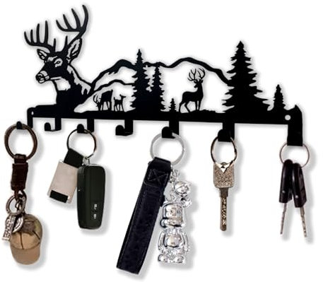 Sanshaoye Schlüsselhalter für Wanddekoration, Metall-Schlüsselhalter, Schlüssel-Organizer für Wandhalterung, hängendes Schlüsselbrett mit 7 Haken, Schlüsselhaken für Flur, Eingang, Büro, Küche