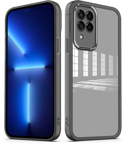 YUXING Cover per Samsung Galaxy M53 5G Custodia Trasparente con Pellicola Protettiva Lenti Morbida Ultra Sottile Antiurto Bumper Slim Case - Nero